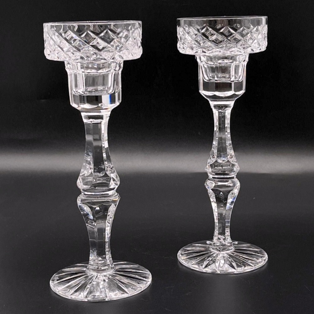 Vintage Crystal Candlestick Holders by Tyrone Crystal (Ireland), c. 1950s - Picture 4 of 4